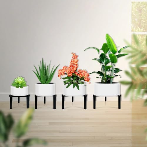 4 Pcs Three Legs Adjustable Metal Plant Stand for 5"-10" Plant Pot – Indoor & Outdoor (Black, 4 Pack) - Image 2