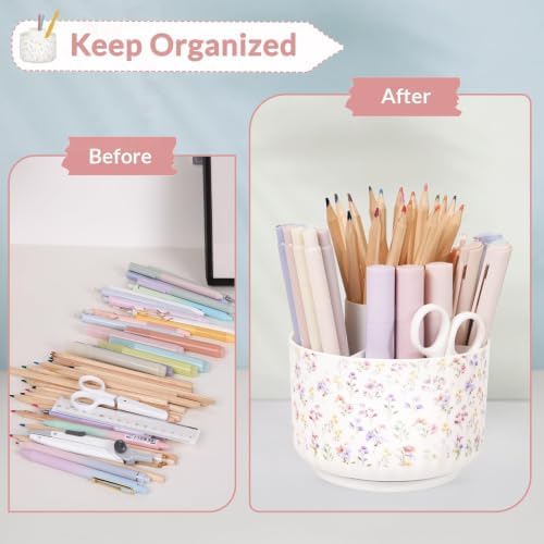 SKYDUE Rotating Pencil Pen Holder for Desk, Pencil Cup with 5 Slots - Image 5