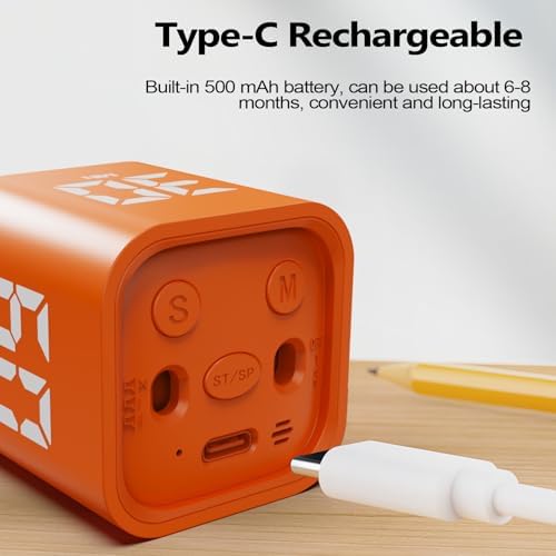 GuDoQi Multi-Function Cube Timer, 5/10/30/60 Min & Custom Count Down, Included Pause & Resume Feature, Silent, Vibrate & Adjustable Sound Alarm for Productivity in Tasks, Study & Kitchen, Orange - Image 6