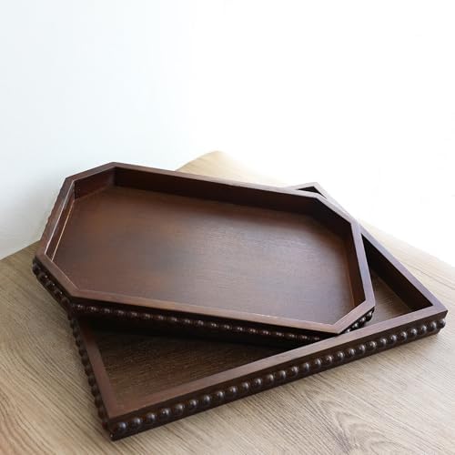 Hrastany Wood Decorative Tray for Coffee Table, Dark Brown - Image 6