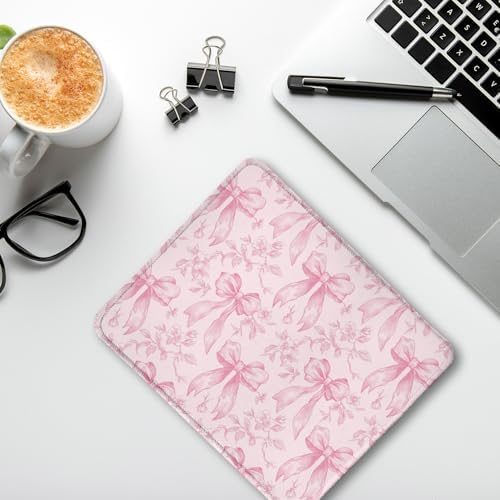 Coquette Pink Bow Floral Mouse Pad, Preppy Girly Pink Bow Flower Aesthetic Mouse Pads for Wireless Mouse Computers Laptop Desk Accessories, Preppy Girly Office Supplies, 9.5x7.9 Inch - Image 4
