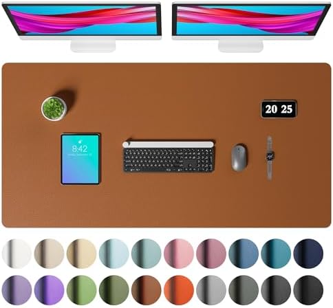 Aothia Faux Leather Desk Mat – Large Mouse Pad, Non-Slip PU Leather Blotter, Waterproof Writing Surface for Office and Home (Brown, 47.2" x 23.6") by AothiaSimpleNaturalUnique