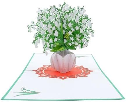ETA Lily of the Valley Pop Up Card - 3D Happy Birthday with Flowers Design, Flower Card, for Mother’s Day, Get Well Best Wishes Mom, Women and Friends, F16