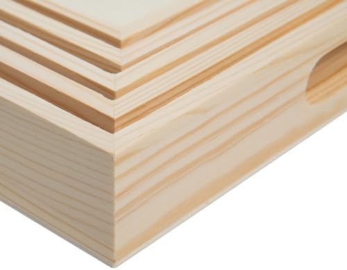 Wooden Nested Serving Trays, Unfinished Rectangle Trays with Cut-Out Handles for Crafts, Ottomans, Serving and Home Décor – Set of 7 - Image 6