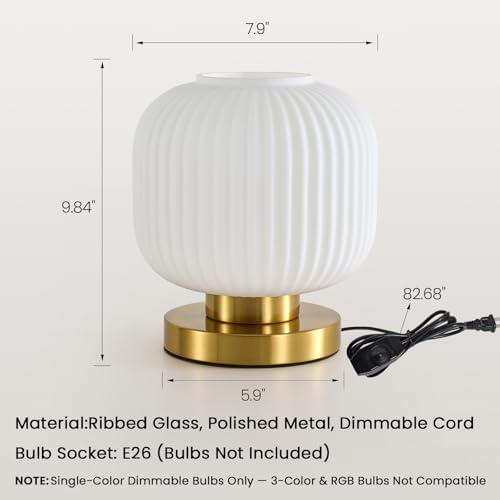 Mid Century Modern Table Lamp, 8" Globe White Glass Lamp Plug in - Image 5