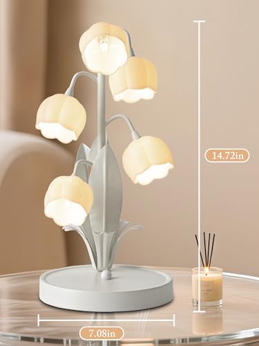 Flower Lamp for Home,5 Lily of The Valley Vintage Table Lamps (White) - Image 6