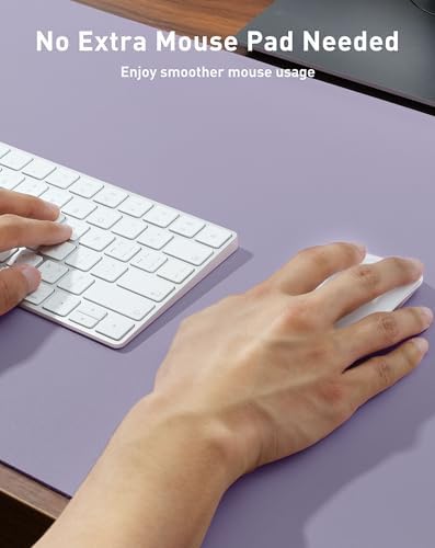 Aothia Faux Leather Desk Mat - Large Mouse Pad, Non-Slip PU Leather Blotter, Waterproof Writing Surface for Office and Home (Lavender, 63" x 17") - Image 4