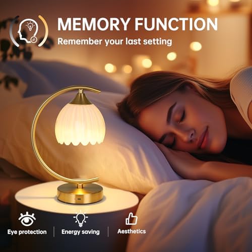 Shenmoyl Set of 2 Tulip Table Lamp, 5200mAh Cordless Touch Control Table Lamps with 3 Color Temps & Stepless Dimming, Rechargeable Battery Table Lamp for Living Room, Bedroom, Shelf (White Tulip) - Image 5