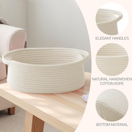 JMvicyroam Small Woven Basket, Empty Gift Basket, White/2 Pack - Image 3