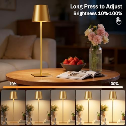 Kakanuo Gold Rechargeable Table Lamp, Cordless Battery Operated Lamp Set - Image 6