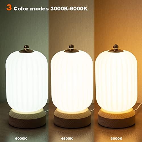 LONRISWAY LED Wood Table Lamp, 3-Color Modern Desk lamp Bedroom Bedside Night Light, Dimmable Led Lighting, Creative Home Decor, Unique House warmging Gift - Image 4