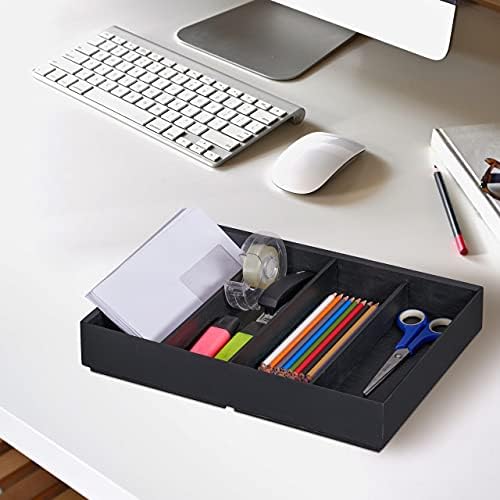 Relaxdays Bamboo Desk Organiser, Office & Home, 1 Compartment, Stackable, Multifunctional, 12.5x17.5x15.5 cm, Anthracite - Image 5