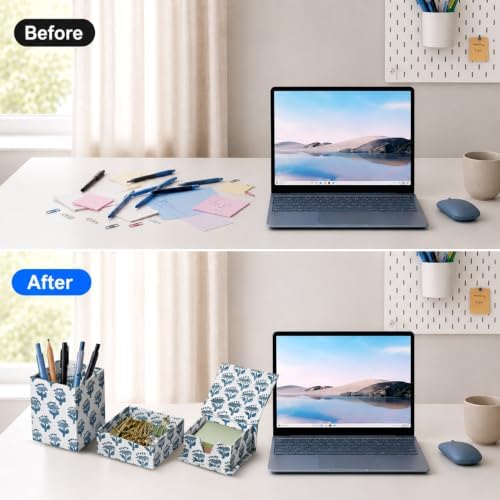 CPC Apatite Blue Block Print Set of 3 Desk Organizer - Image 5