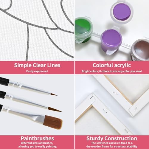 VOCHIC Sip and Paint Kit Pre Drawn Canvas for Painting for Adults Couples - Image 5