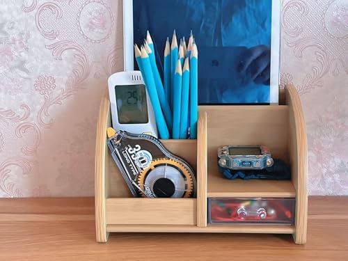 Wooden desktop storage box, office stationery storage stand, wooden pen holder - Image 4