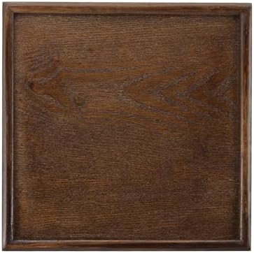 Wooden Serving Tray Square Wood Serving Tray Decorative Platter, 9.5x9.5 Inch Fit for Home Decor Kitchen Coffee Table Candle Holder, (Brown) by YELARXI
