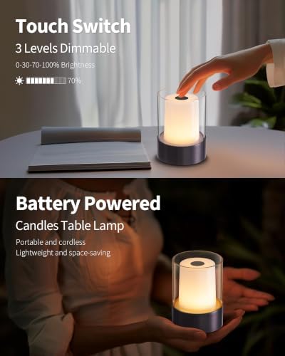 4" Black Cordless Table Lamp Set of 2, Outdoor Rechargeable Lamp - Image 4