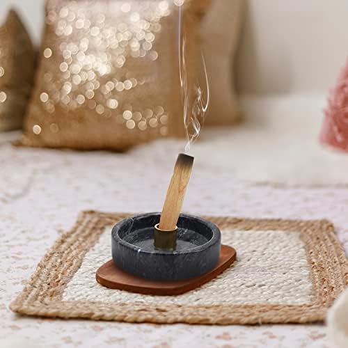 Natural Marble Palo Santo Holder,Incense Burner for Palo Santo Sticks, Handmade Stick Incense Holder Ideal for Smudging, Incense Burning, Decoration.Easily Grab All Incense Ash (Black) - Image 4