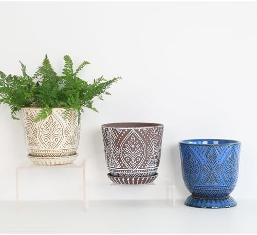 Gepege Ceramic Plant Pots, 6 Inch Indoor Planters with Drainage & Saucers - Image 4