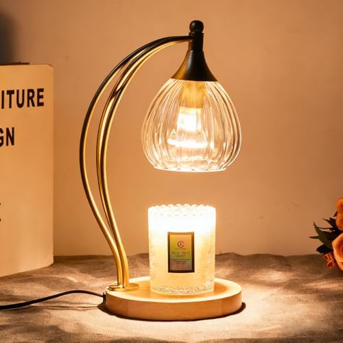 Candle Warmer Lamp with Timer - Dimmable Candle Warmer for Jar Candles-Electric Candles Warmers Light Birthday Gifts for Women Mom House Warming Gifts New Home Decor Gold and Transparent 2 Bulb by Goodbuy