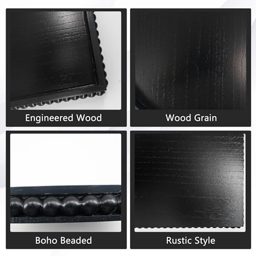 FramePro Decorative Tray 12in Round Wood Beaded - Black Serving Tray Risers for Living Room, Coffee Table, Kitchen or Farmhouse Display - Image 3