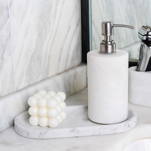 Koville Natural White Marble Tray for Home Decor, 10" x 5" Marble Vanity Tray for Bathroom Countertop Organizer Stone Trays, Catchall Tray for Perfume, Candles, Jewelry (Bianco Carrara) - Image 6