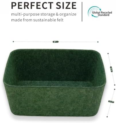 Welaxy Felt deep Storage Bins lidded Drawer Organizer Caddy Forest Green - Image 5