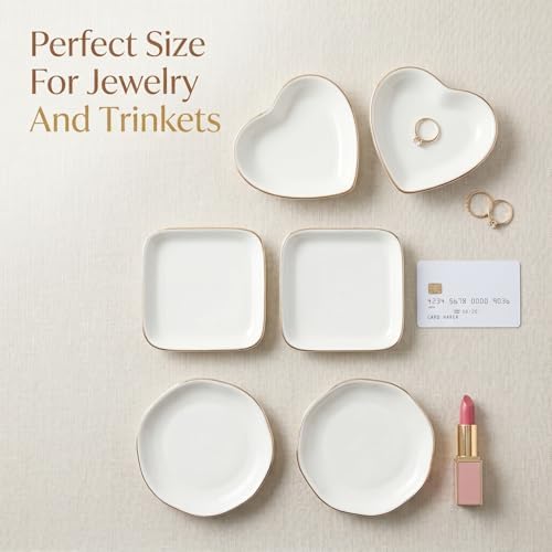 6 Pcs Ceramic Jewelry Tray, Decorative Trinket Dish for Jewelry Storage, Bridal Shower, Weddings, Birthdays Gifts (Assorted Sizes 4-4.6 Inch, White) - Image 4
