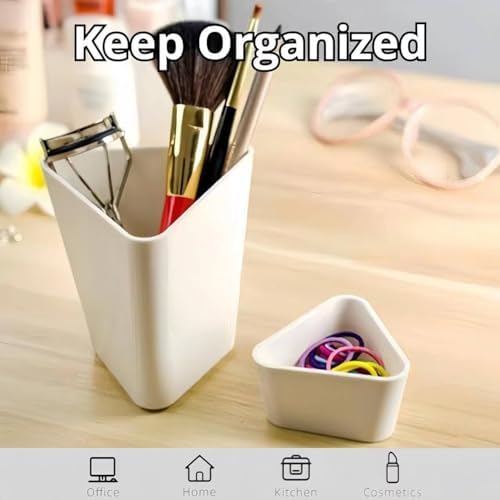 Minimalist Designer Pen Holder for Desk Cute Office Supplies Cubicle Decor Workspace Accessories Boho Makeup Organizer for Women Girls Pencil Cup Aesthetic Caddy for Home Office Supplies (Green) - Image 4