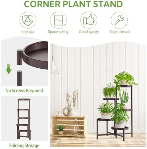 iDavosic.ly 5 Tier Large Plant Stand Indoor Outdoor, 10 Inch Tray, Bronze - Image 5