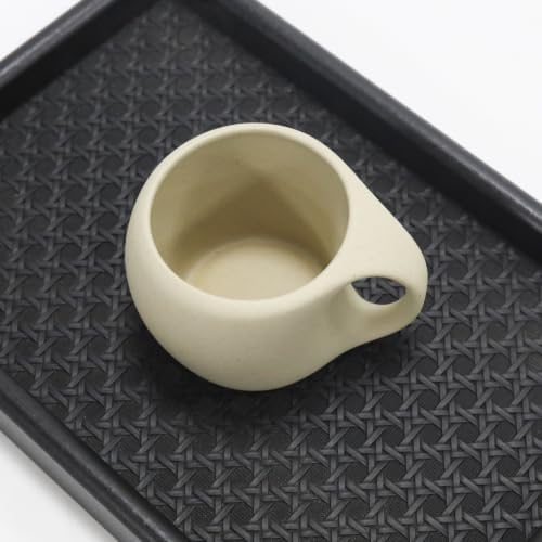 Valet Tray Leather Base Wooden Catchall Tray, Black Rattan Weave - Image 3