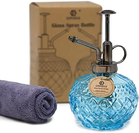 OFFIDIX Glass Plant Mister Vintage Spray Bottle Blue Spritzer with Top Pump by Offidix