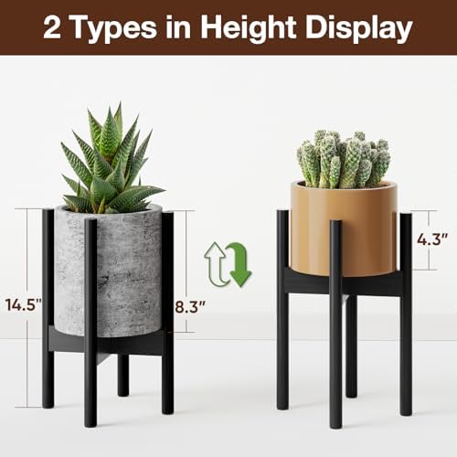 MUDEELA Plant Stand for Indoor, Bamboo Material, Black, 14.5 Inch Tall - Image 5