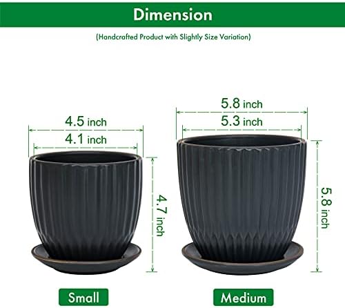 D'vine Dev 2-Pack Stoneware Planter Pots, 4.5/5.8 in, Charcoal Grey, 99-D-3 - Image 3