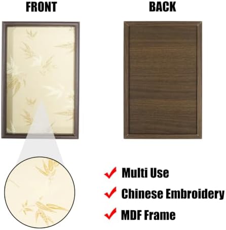 Bamboo Embroidered Decorative Tray 11.8 inch, Boho Catchall Tray, Gold - Image 4