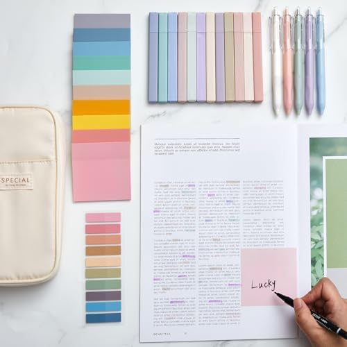 Jutom 39 Pcs Aesthetic Book Annotation Kit,Cream,Cute Style - Image 3
