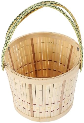 Woven Basket for Fruit and Eggs, Small Handheld Storage Basket, Natural Material, Large Capacity Organizer for Kitchen and Picnic Use by Unknown