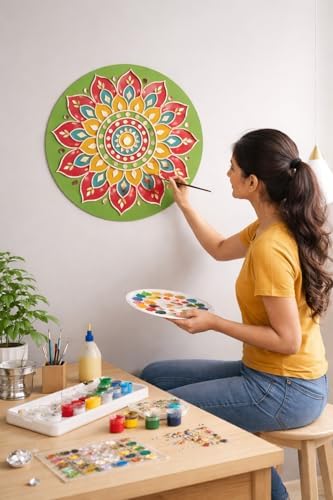 Decordial Lipan art materials kit with 8 inch round MDF DIY kit (1 x lippan art clay, 2 x lippan art board, 4 set of lippan art mirror (200 pieces), 2 x lippan art painting brush and acrylic colour - Image 7