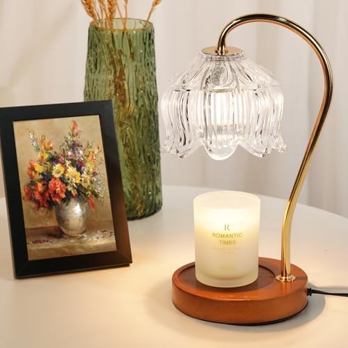 Funistree Flower Candle Warmer Lamp with Timer, Dimmable Candle Lamp Warmer, Christmas Birthday Gifts for Women Mom Her, Housewarming Home Decor, Lotus Wax Warmer for Yankee Candles - Clear Lily - Image 4