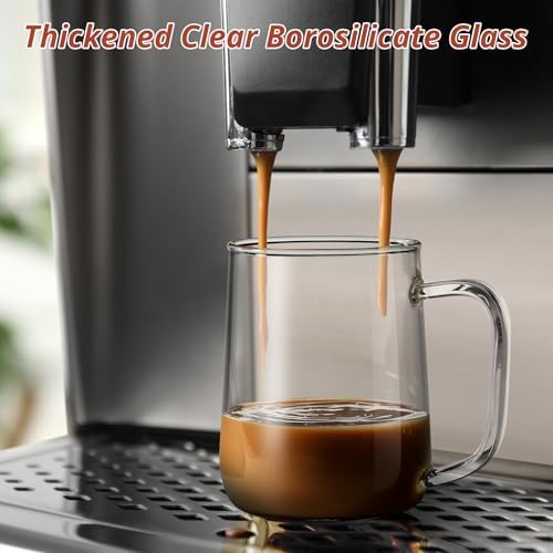 Glass Coffee Mugs, 16 oz Glass Coffee Cups with Acacia Wood Lids, Clear Borosilicate Glass Mugs with Handles for Cappuccino, Tea, Latte, Hot/Cold Beverages, Wine, Americano, Set of 2 - Image 3