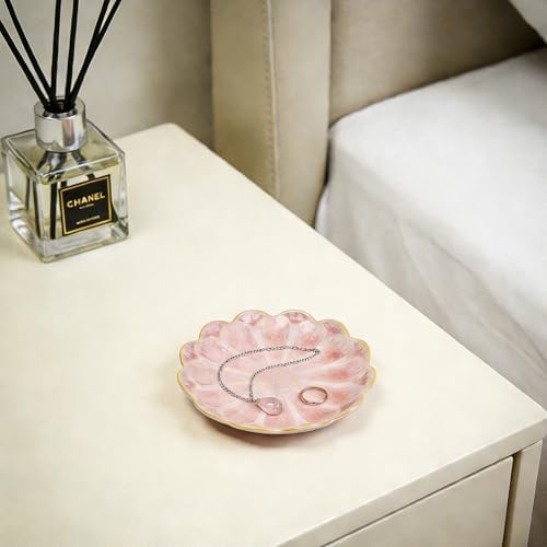SEEDUSTRY Ceramic Jewelry Tray, Petal Ring Dish, Small Ceramic Jewelry Trinket Holder, Desktop Decoration, Dainty‌ Plate for Rings, Earrings, Necklace, Gifts for Mother Girlfriend Daughter Sister - Image 3