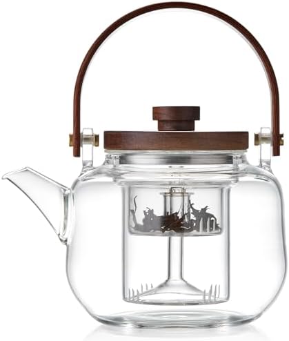 Glass Teapot with Infuser 1100ml/37.2 fl oz, Heat Borosilicate Glass Tea Pot with Infuser for Loose Leaf Tea, Stovetop Safe by Unbreakable
