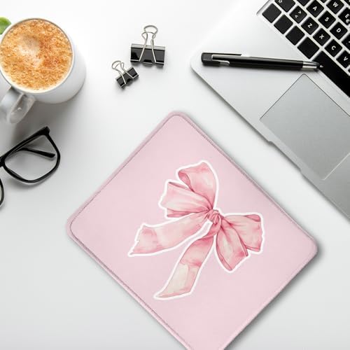 Coquette Pink Bow Aesthetic Mouse Pad, Cute Preppy Girly Pink Bow Mouse Pads for Wireless Mouse Computers Laptop Desk Accessories, Coquette Girly Office Supplies, 9.5x7.9 Inch - Image 4