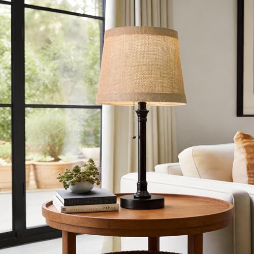 Oneach 19.5" Small Table Lamps Set of 2 for Living Room Bedroom, USB A+C - Image 2