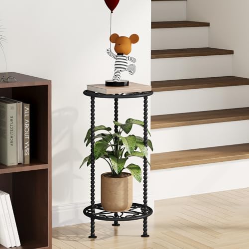 YINMIT Plant Stand Indoor, 2 Tier Small Plant Stand, 23" Tall Metal Spindle Poles Plant Stands, Corner Flower Pot Stand, Plant Tables Indoor (Flower Black, 23.2 In) - Image 2