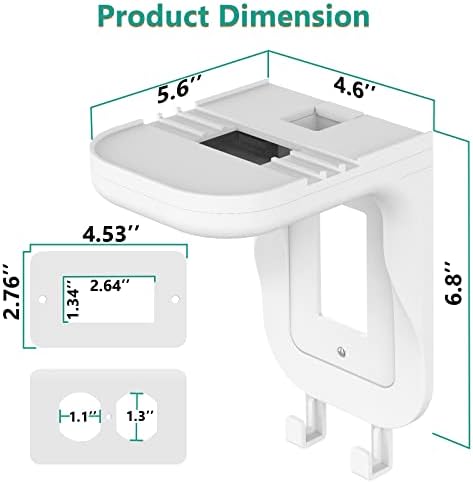 WALI Outlet Shelf Wall Holder, Fit for Duplex GFCI Decorative Outlet Shell A Space Saving for Smart Home, Speaker Mounts up to 10lbs with Cable Management (OSH001-W), White - Image 3