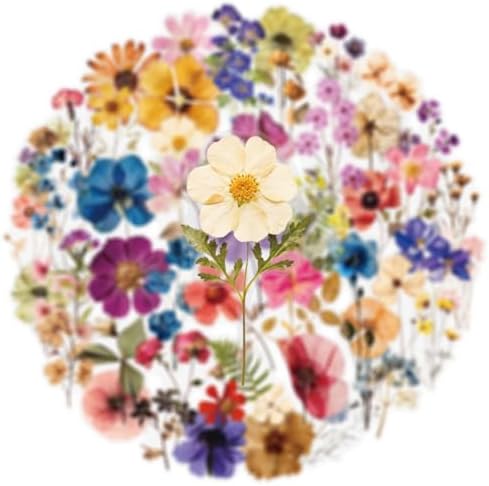 50PCS Transparent Flora Scrapbook Stickers, Vintage Aesthetic Flowers Sticker for Scrapbooks Travel Journal, Vinyl Waterproof for Water Bottles Laptop Phone Scrapbook Supplies DIY Crafts (Flower-B) - Image 3