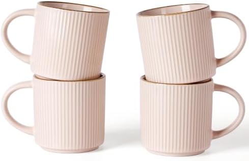famiware Coffee Mug Set of 4, Star 12 oz Ceramic Mugs Cups Set with Handle by Famiware
