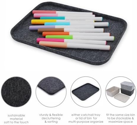 Welaxy Felt tray Lid for Storage Bin Drawer Organizer cap of box Charcoal - Image 6