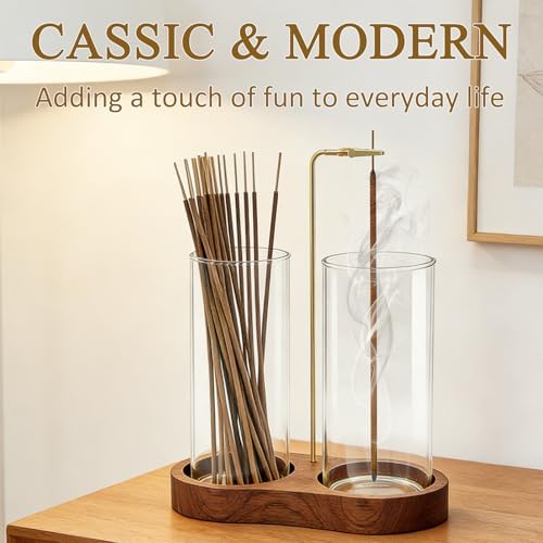 Ceremony Incense Holder, Wooden Incense Burner with Glass Ash Catcher - Image 5